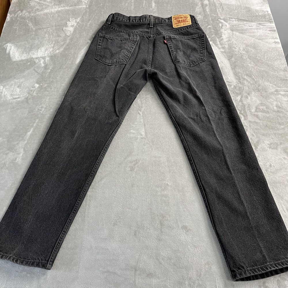 Levi's 505 Jeans Mens 34x32 Black Charcoal Wash Regular Fit Denim Pants